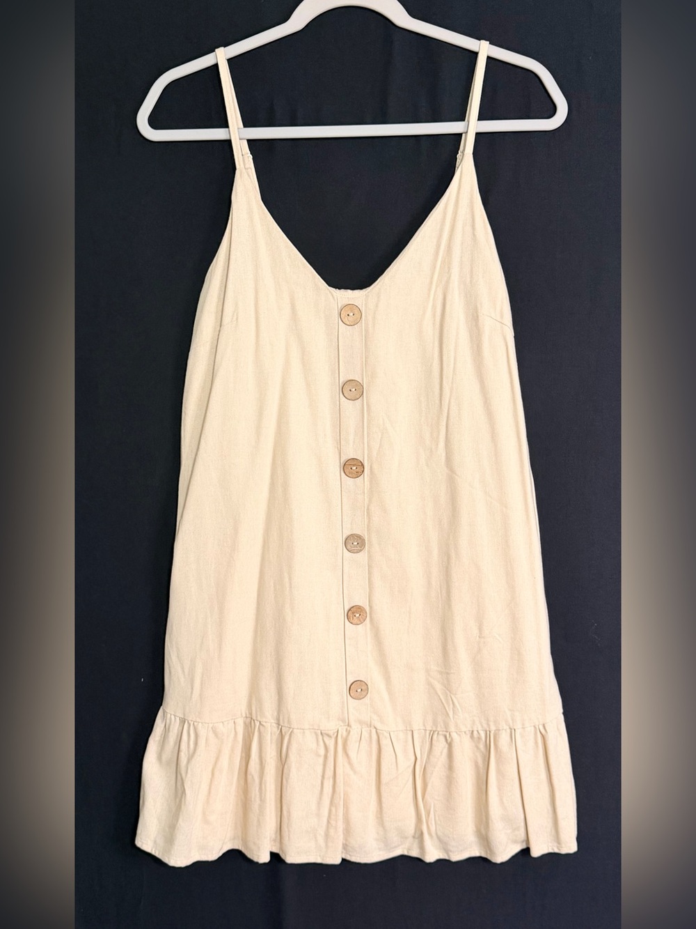 As U Wish Dress Dress Linen & Cotton Cream Ruffle Spagetti strap boho vaca beach